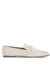 Tod's Calfskin Moccasin With Gold Bar And Velcro Closure In White