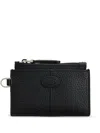 Tod's Strap Wallet With Metal Hardware And Textured Finish In Black