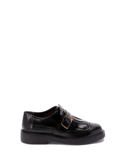 Tod's Brogue-detail Buckled Calf Leather Shoes In Black