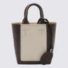 TOD'S TOD'S BROWN AND BEIGE LEATHER AND CANVAS DOUBLE UP TOTE BAG