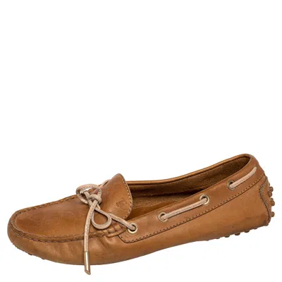 Tod's Brown Leather Bow Slip On Loafers