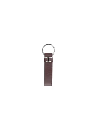 Tod's Brown Leather Keychain With Snake Print