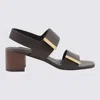Tod's Block Heel Strappy Sandals With Gold-tone Hardware In Brown
