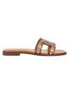Tod's Brown Leather Sandals With Decorative Studs In Brown