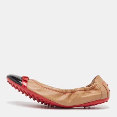 Tod's Brown Leather Scrunch Ballet Flats