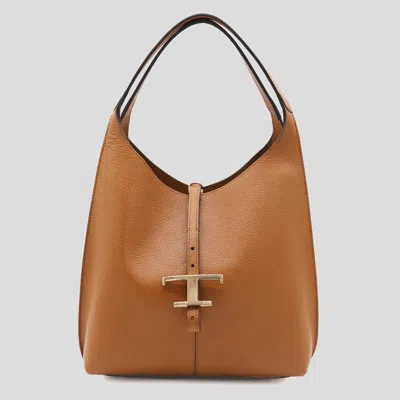 Tod's Brown Leather Shoulder Bag In Multi