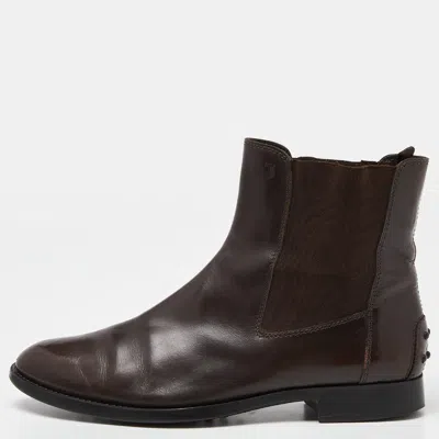 Tod's Brown Leather Slip On Ankle Boots