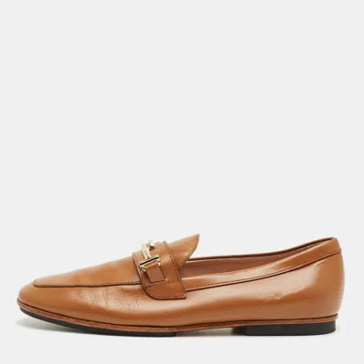 Tod's Brown Leather Slip On Loafers