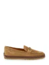 Tod's Suede Loafers With Cord Weaving And T Ring In Multicolor
