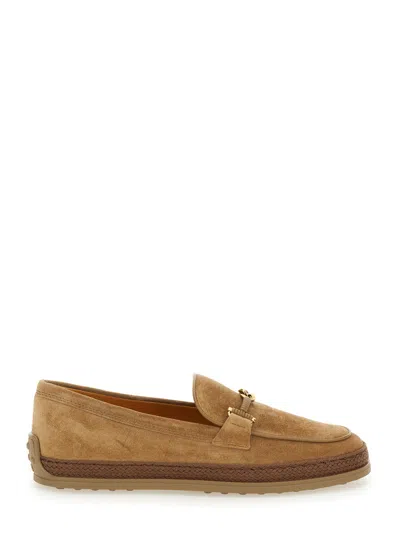 TOD'S TOD'S BROWN LOAFERS WITH CORD DETAIL IN LEATHER WOMAN