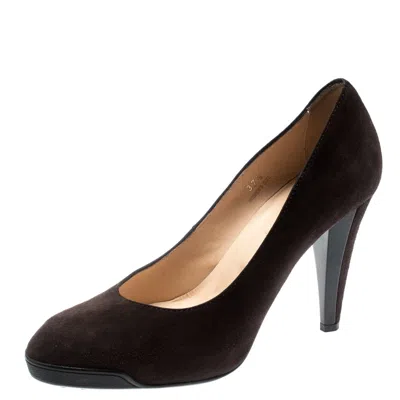 Tod's Brown Suede And Leather Almond Toe Pumps