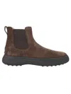 Tod's Brown Suede Ankle Boots With Elastic Side Panels In Gray