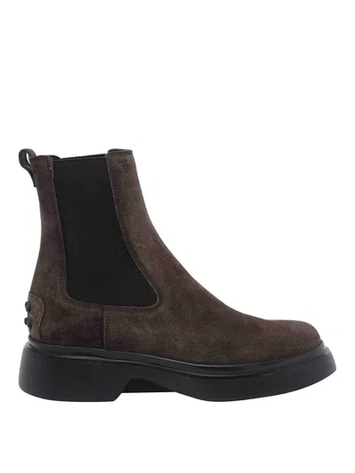 Tod's Suede Chelsea Boots In Brown