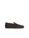 Tod's Brown Suede Loafers Men In Brown