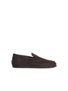 Tod's Brown Suede Loafers Men In Brown