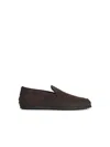 Tod's Brown Suede Loafers Men In Brown