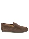 Tod's Brown Suede Slip-on Flat Shoes In Black