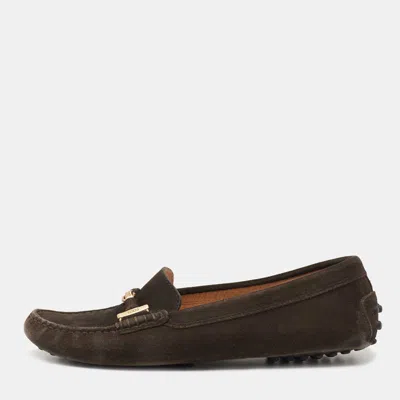 Tod's Brown Suede Slip On Loafers