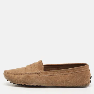 Tod's Brown Suede Slip On Loafers