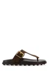 Tod's Brown Suede Thong Slippers