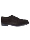 Tod's Brown Wingtip Derby Shoes With Intricate Brogue Detailing In Black