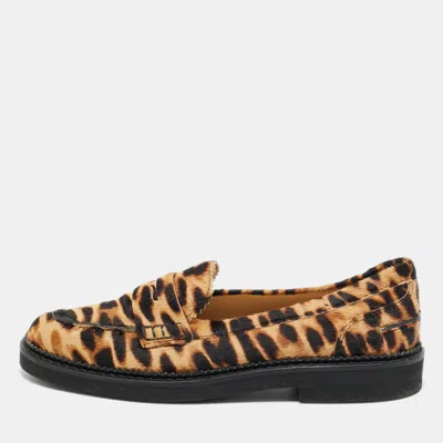 Tod's Brown/beige Calf Hair Bow Penny Loafers In Multi