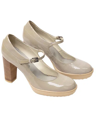 Tod's Buckle-strap Leather Pump In Neutral
