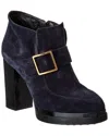 Tod's Buckle Velvet Bootie In Blue