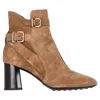 Tod's Buckled Ankle Boots In Brown Suede In Brown