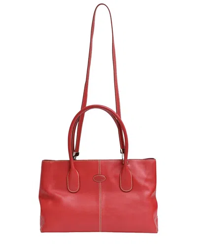 Tod's Burgundy Leather D Tote (authentic Pre-loved) In Red