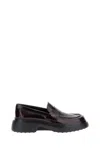 Tod's Shiny Leather Loafers Chunky Sole In Burgundy