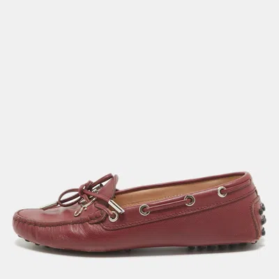 Tod's Burgundy Leather Penny Loafers In Red
