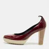 Tod's Burgundy Patent Leather Block Heel Pumps In Burgundy