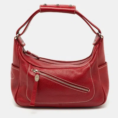 Tod's By Ferrari Red Leather Micky Hobo