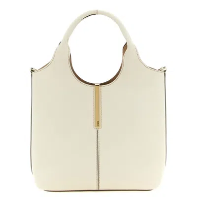 Tod's Calfskin Leather Tote Bag  White