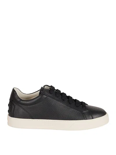 Tod's Calfskin Sneakers With Embossed Pebbles In Black