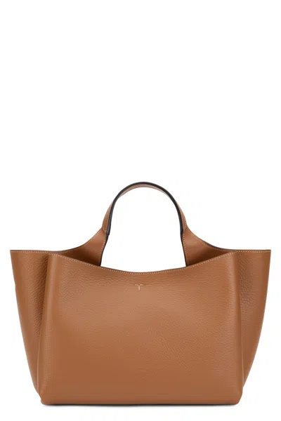 Tod's Calfskin Tote Bag In Brown