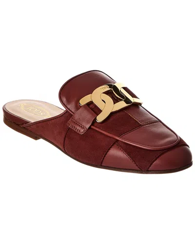 Tod's Canvas & Leather Mule In Brown