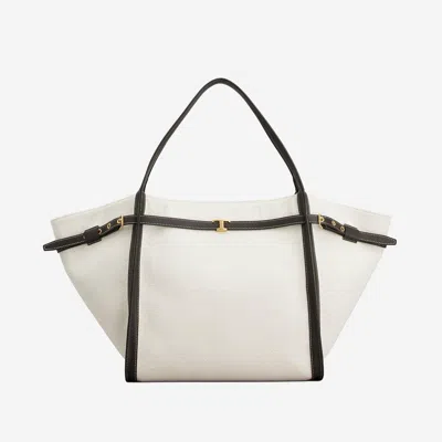 Tod's Canvas And Leather Shoulder Bag In White