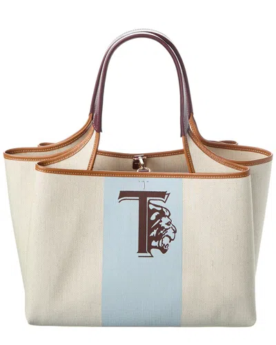 Tod's Canvas & Leather Tote In White