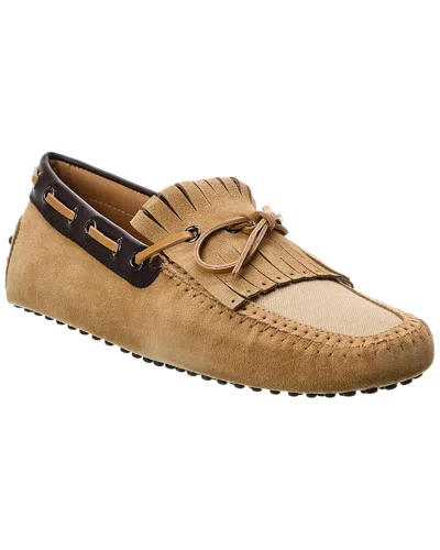 Tod's Canvas & Suede Loafer In Brown