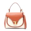 Tod's Canvas Leather Timeless Handbag In Brown