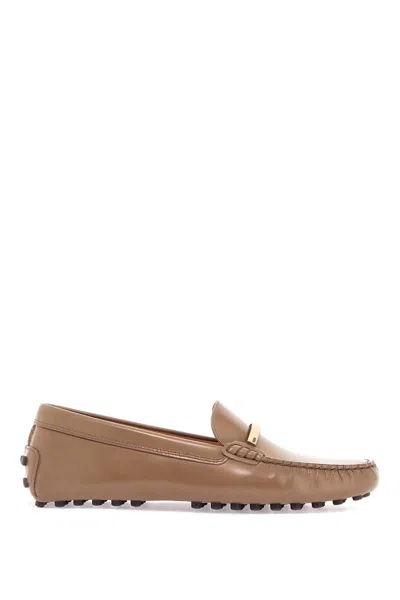 Tod's Cappuccino Leather Driving Moccasin In Brown