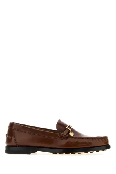 Tod's Caramel Leather Loafers In Brown
