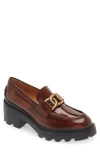 Tod's Leather Loafers In Cuoio Scuro