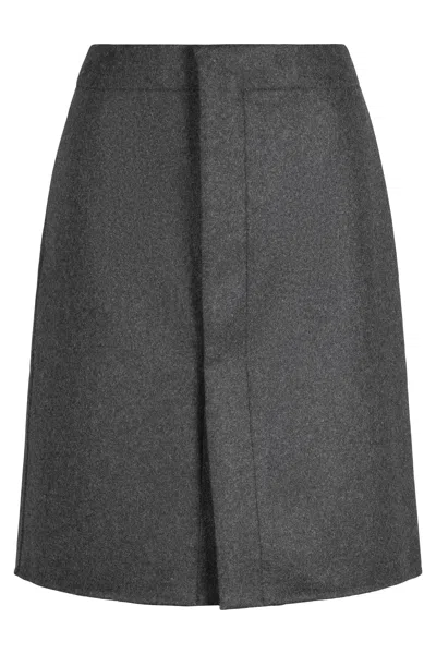 Tod's Tod`s  Cashmere Mini Skirt With Side Pockets And Front Slit In Grey