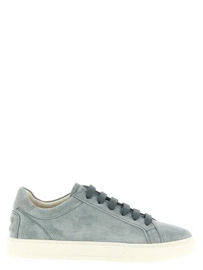 Tod's Allacciata Cassetta Rubber-trimmed Suede Sneakers In Blue