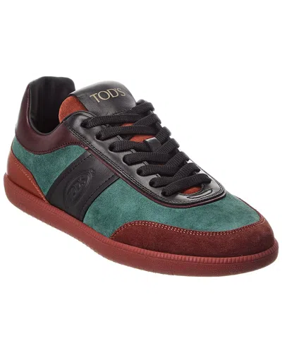 Tod's Cassetta Suede & Leather Sneaker In Green
