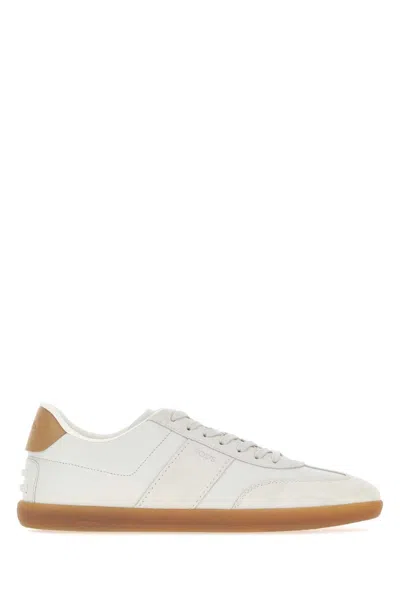Tod's Low Top Sneakers In Smooth And Suede Calf Leather In White