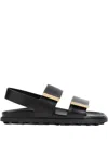 Tod's Women Sandal With Two Leather Straps In Black